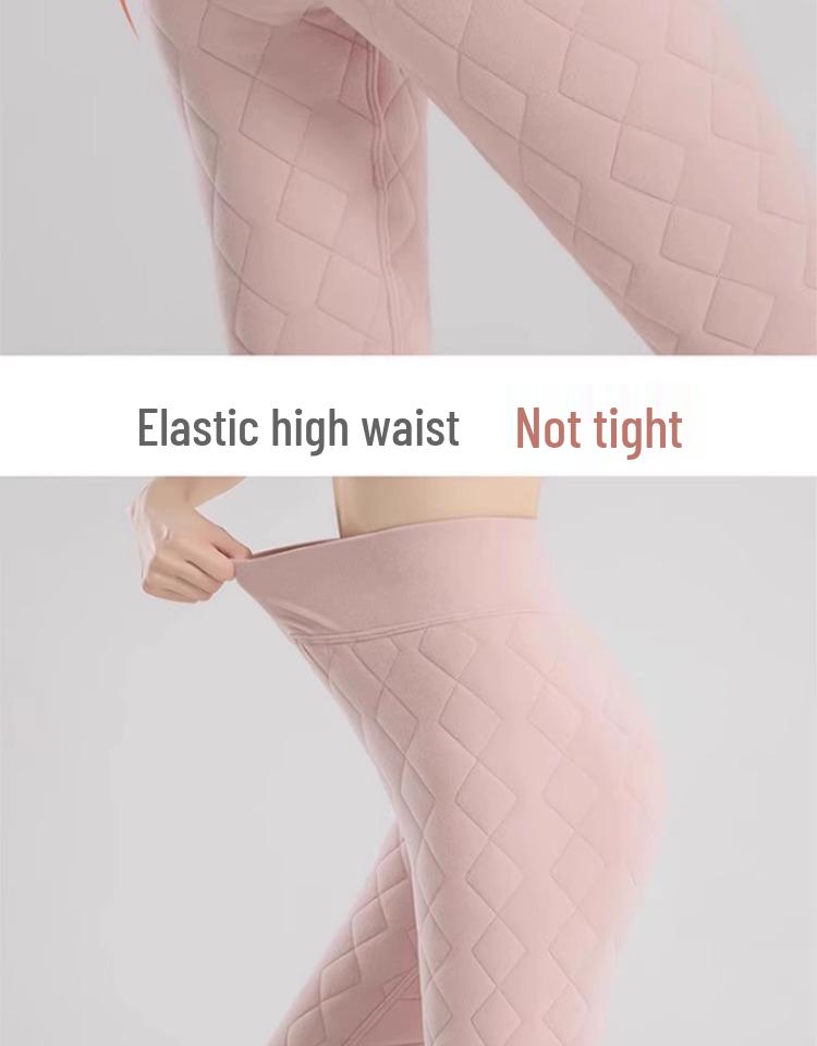 Women's High Waist Slim Fit Thermal Pants with Lamb Wool Inner Layer