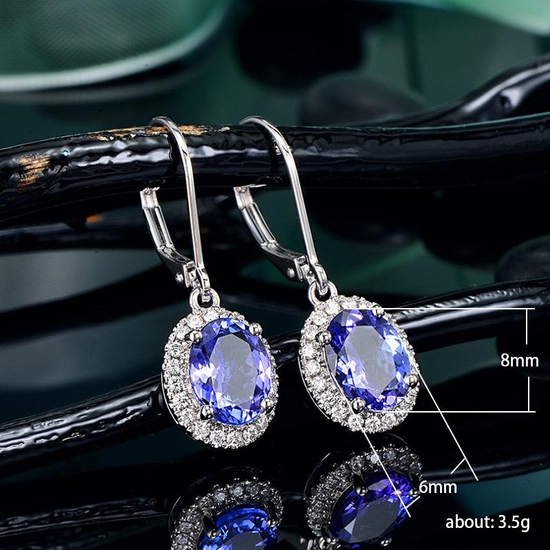 Cao Shi Elegantní dlouhé náušnice s modrým zirkonem pro svatby a večírky