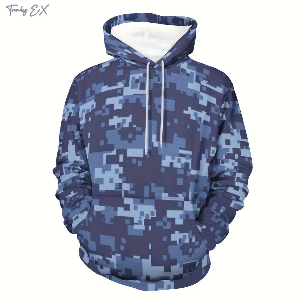Sweatshirts for Men 3D Military Camouflage Print Oversized Hoodie Unisex Sports Kangaroo Pocket Hooded Sweatshirt Men's Clothing