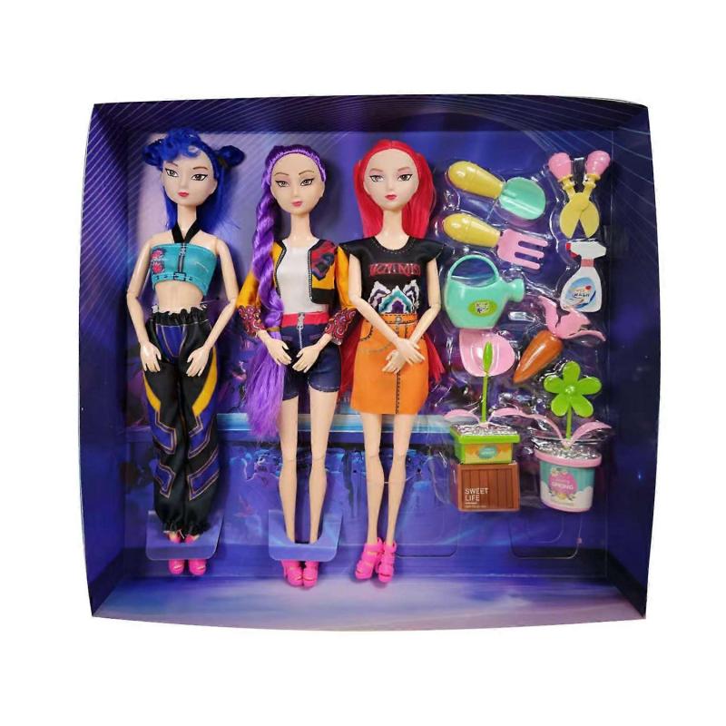 New K-POP Girl Group Doll Set 32cm High-Quality Plastic Figures Multi-Accessory Theme Toys