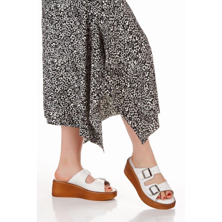 Women's Genuine Leather Wedge Heeled Casual Summer Slippers Clogs