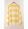 Plus Size Women Striped Spliced Round Neck Pullover Sweater Loose Lazy Autumn Wear