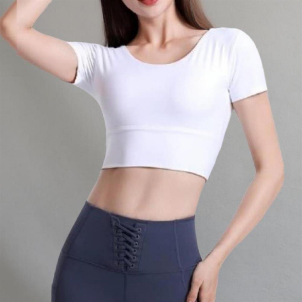 New ArrivalS Open Run Women S STreTch Crop ShorT Sleeve Round Neck Training T Sh