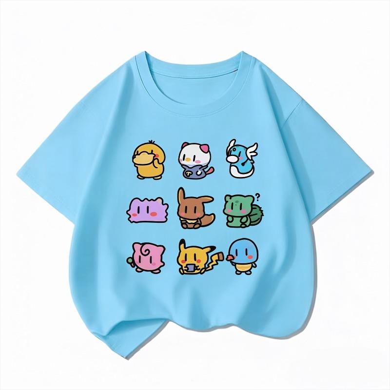 Youngsters' Summer Fashion Casual T-Shirt with Cute Duck Print, Comfortable Short Sleeve Crew Neck Tee for Boys and Girls