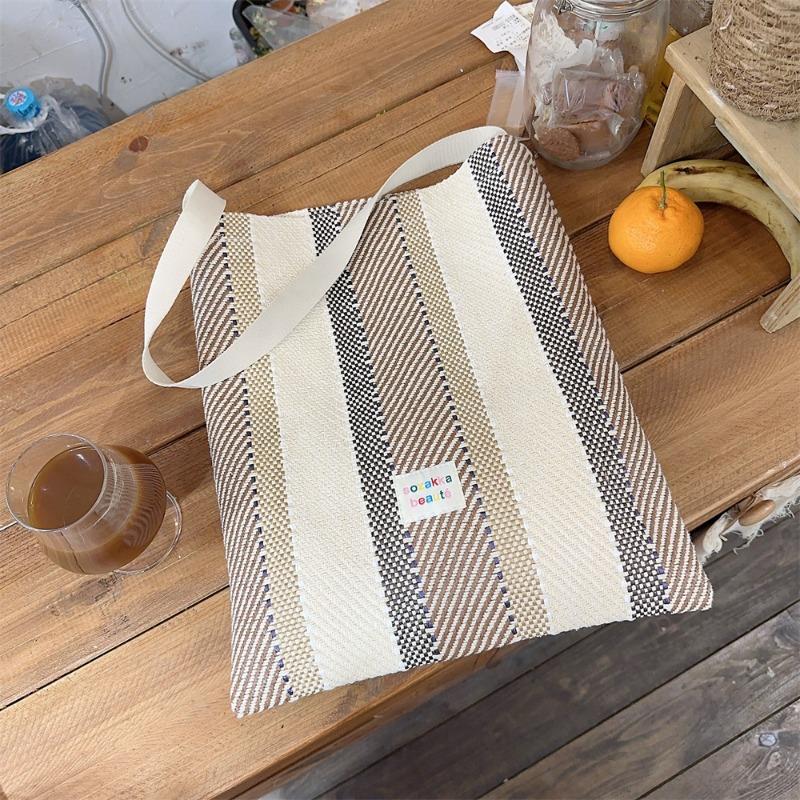 44 Woven Colored Stripes Contrasting Colors Women's Handheld Shoulder Bag Class Commuter Crossbody Underarm Bag Women