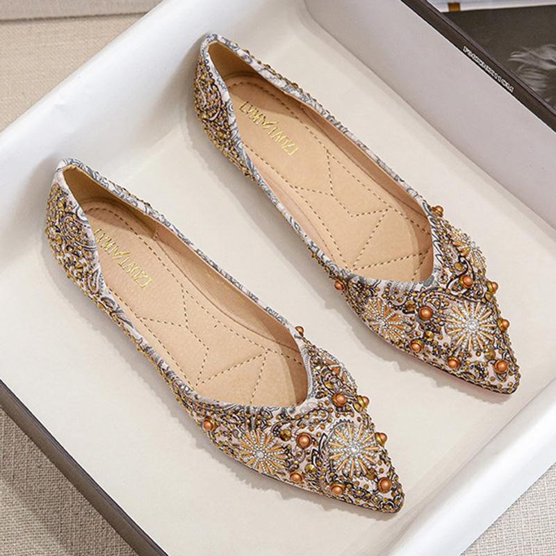 Pantofi de seară cu flori de cristal pentru femei, paiete de lux, paiete, pantofi de seară pentru femei, pantofi de birou de zi cu zi cu vârf ascuțit