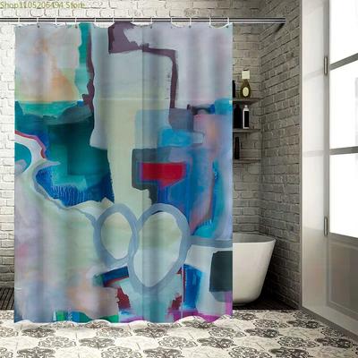 Rideau de douche de salle de bain abstrait Tissu Imperméable Décoration de maison Impression Parapluie