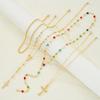 1 Set Cross Luxury Rhinestone Pendant Necklace Set for Women Vintage Simple Colorful Crystal Long Y-shaped Y2K Party