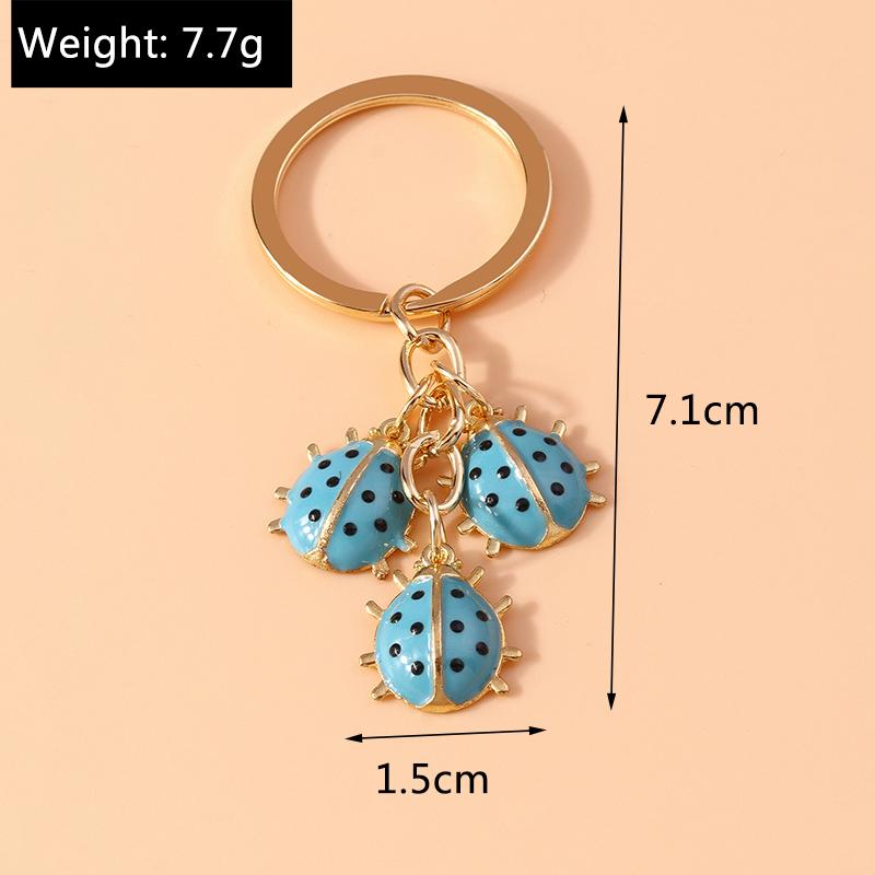 Cute Enamel Ladybug Keychain Animal Keyring Pendants for Car Key Holder Women Girls Handbag Accessories DIY Jewelry Gift