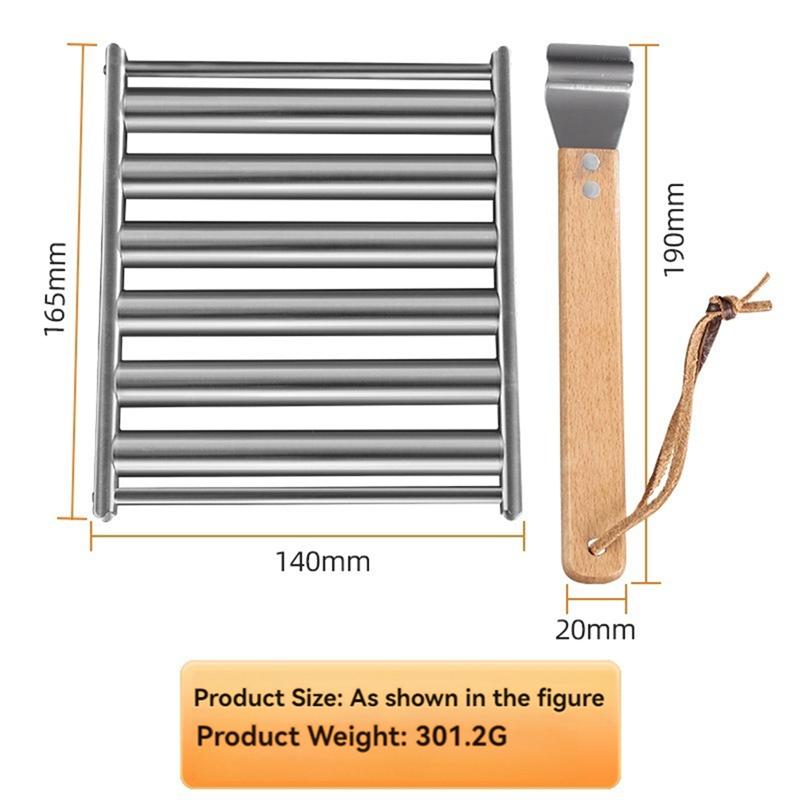 M-Modern-2Pcs Hot Dog Roller For Grill Sausage Roller Rack With Wood Handle BBQ Hot Dog Griller For Evenly Cooked Hot Dogs