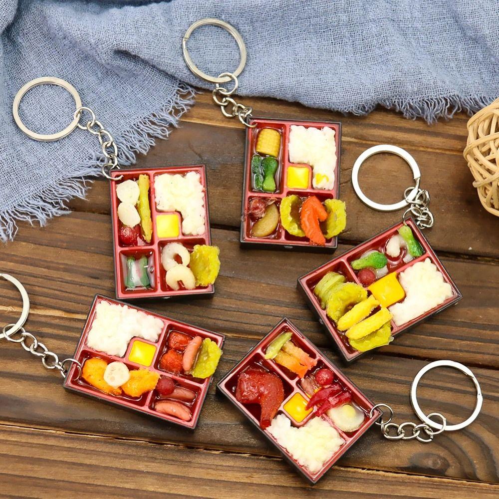 Scene Model Simulation Food Box Toy Keychain Keyring Japanese Style Food Box Keychain Girls