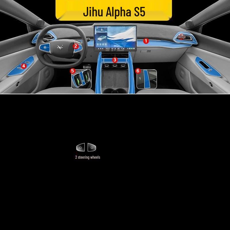 

Jihu Alpha S5 Interior Protection Film for 25 Models: Dashboard, Navigation, Console, Gear Shift, Steering Wheel