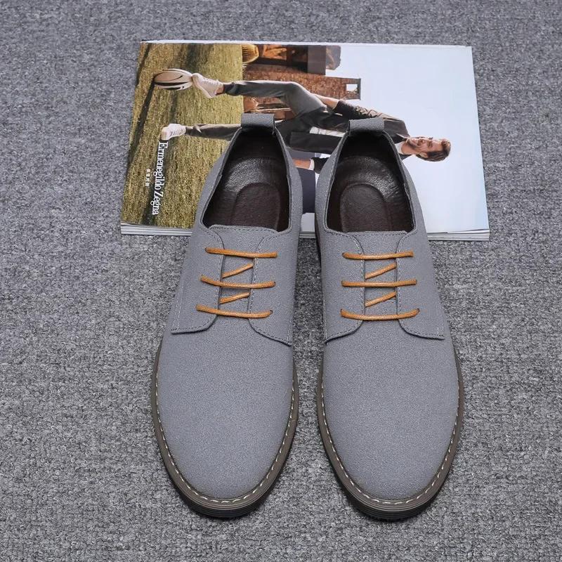 Herre Semsket Sko Snøresko Blå Oxford Sko for Menn Flats Motesneakers Høst Pustende Komfortable Fritidssko
