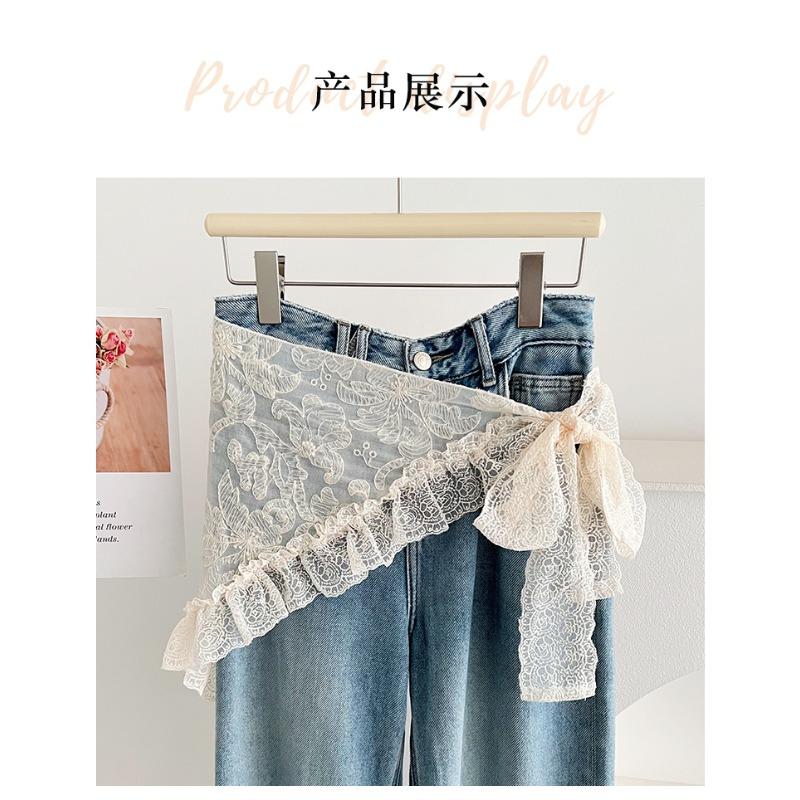 Women Sweet Lace Triangular Scarf Summer Decorative Versatile Waist Scarf