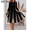 Mode Herfst Winter Lange Mouw Ronde Hals Casual Jurken