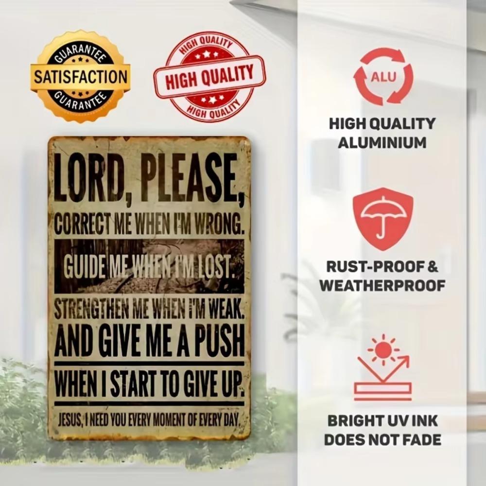 Vintage Metal Decorative Sign "Lord, Please" - Wall Hanging Inspirational Plaque for Outdoor Use, Multipurpose  Themed Decor