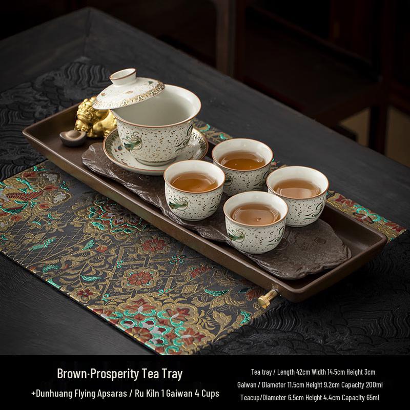 Ru Kiln Flying Apsara Ceramic Gaiwan Tea Set