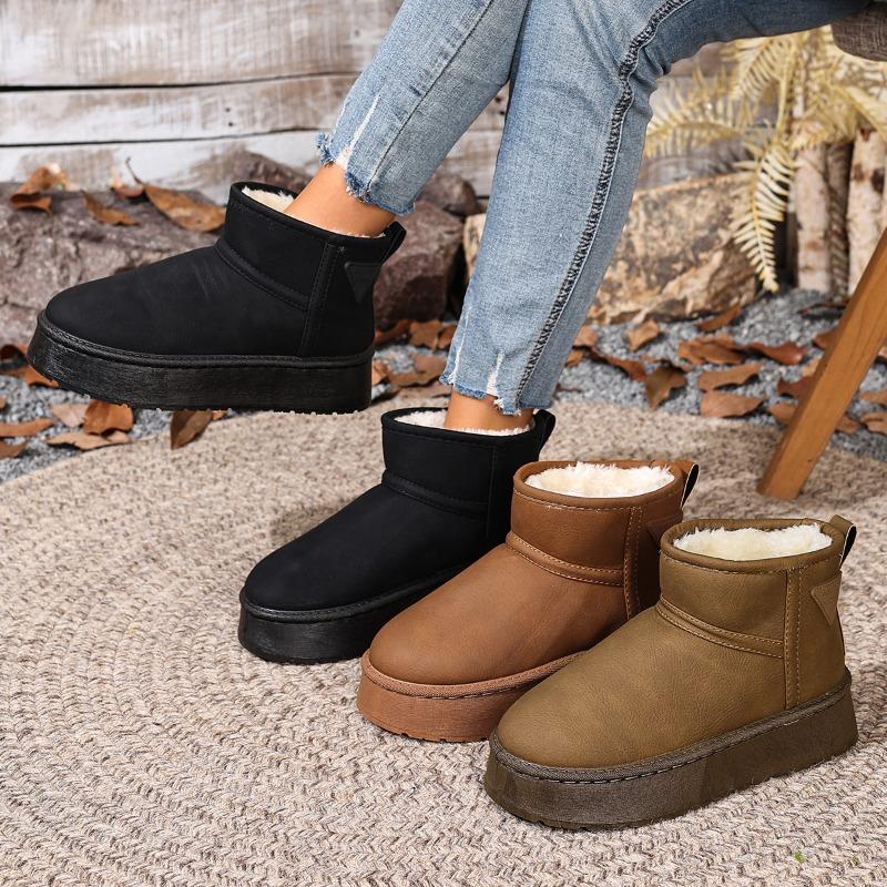 Retro Thick-soled Snow Boots, New Fleece and Thickened Short-leg Snowshoes, Cotton Shoes