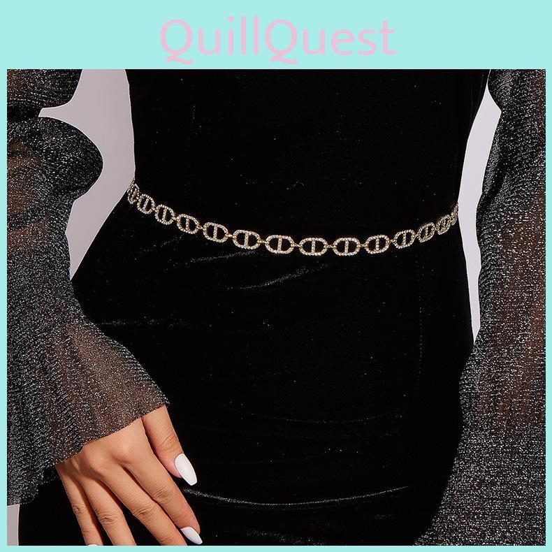 Cd Rhinestone Shape Waist Chain Metal Accessories Dress Waist Chain Decoration