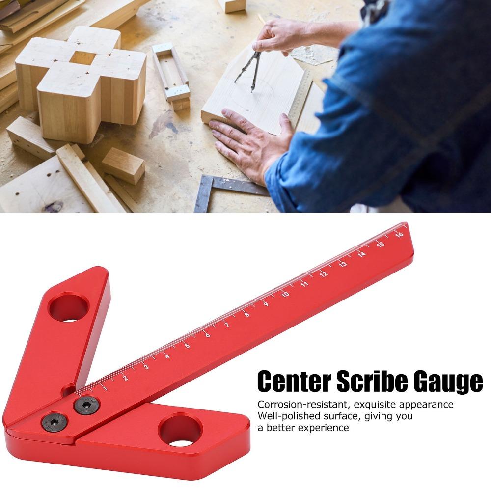 Precise 45/90 Degree Center Measuring Tool Aluminum Alloy 45 90° Line Gauge Center Finder Red 165mm 45/90° Square Carpenter