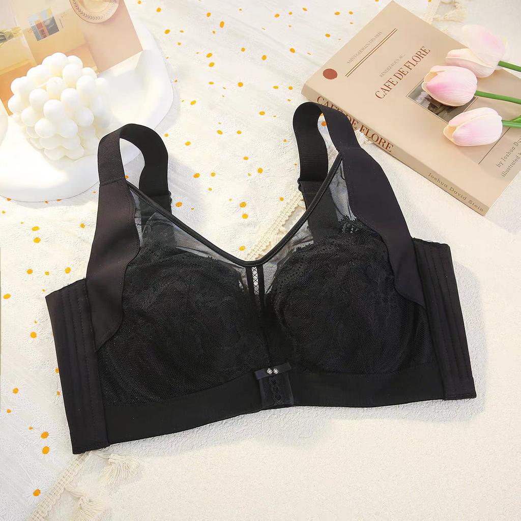 Full-cup Bra Women's Thin Anti-sagging Lace-gathering Bra Large-sized Underwear Push Up Bra