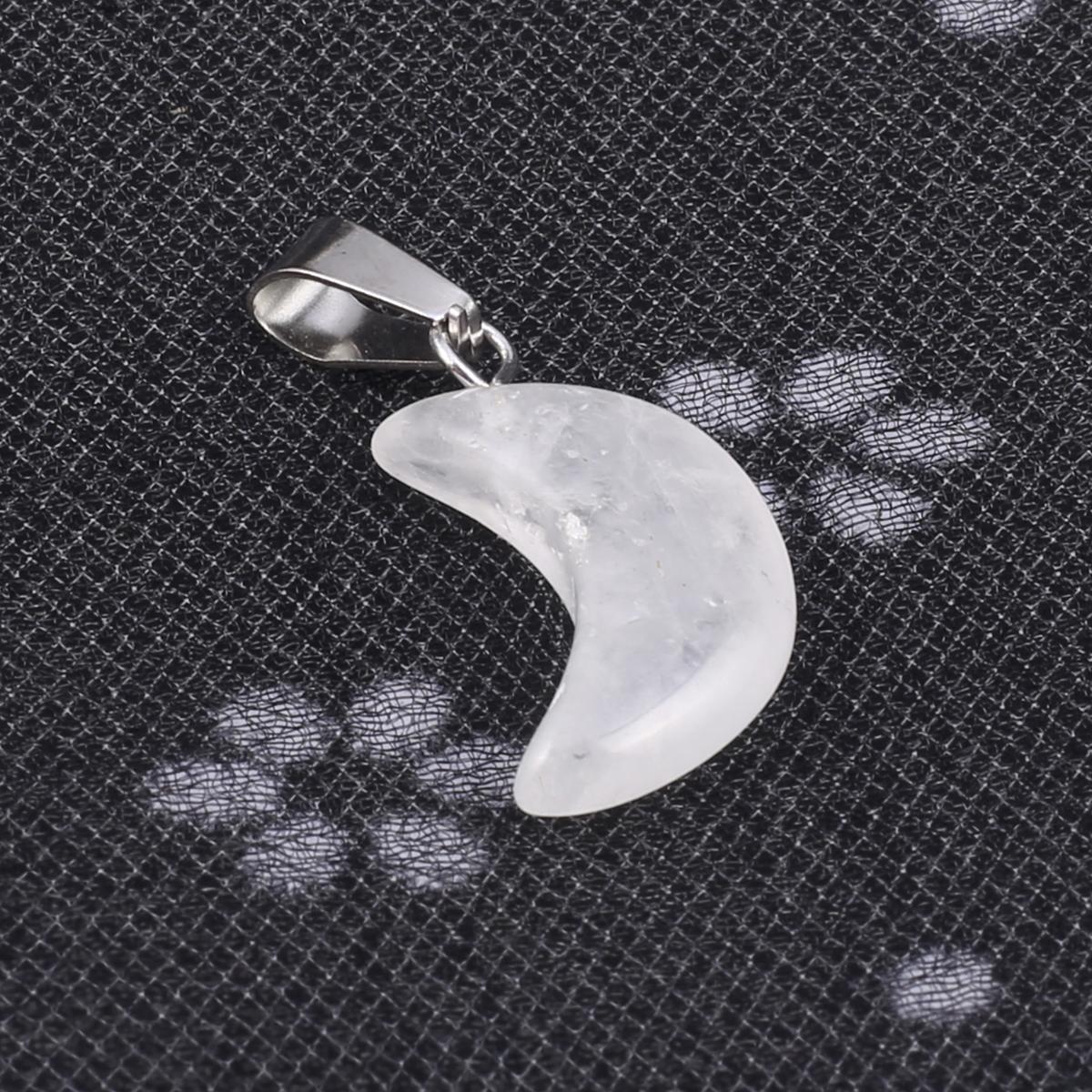 

5 шт. в партии кулон из натурального камня в форме луны кристалл розовый кварц малахит цинковый сплав подвески для изготовления ювелирных изделий DIY аксессуары для ожерелья 12x28 мм 5Pcs/Clear Quartz