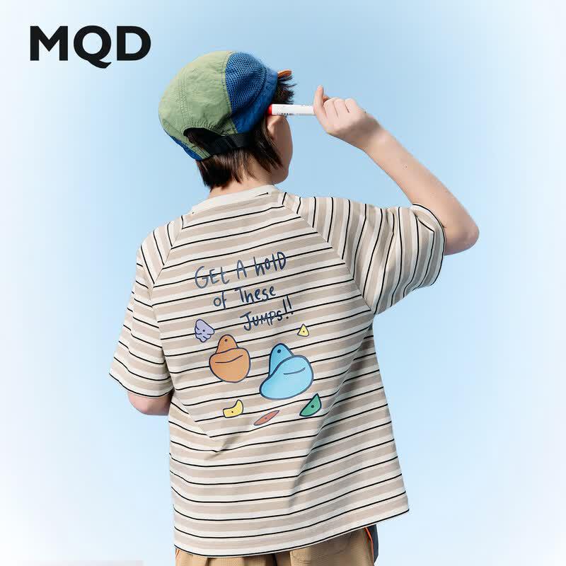 MQD Boys' College Style Striped Short Sleeve T-Shirt