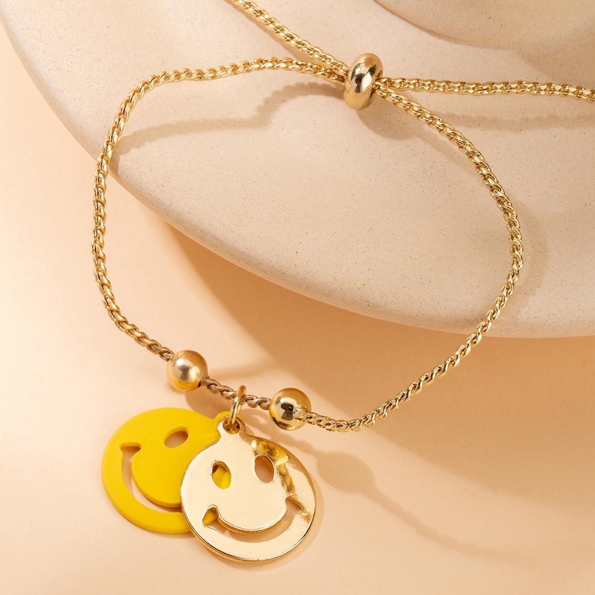 New summer cute cartoon double-layer smiley face temperament Jane girlfriend adjustable less bracelet