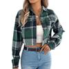 Damen Kontrastierendes Kariertes Langarm Wollkurzjacke Jacke