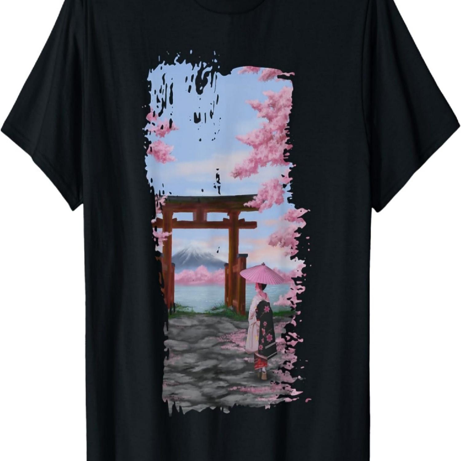 KAWAII GEISHA WITH CHERRY BLOSSOM T-Shirt(5) S