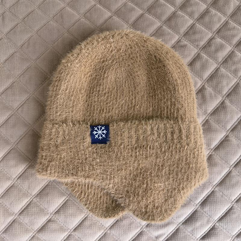 Outdoor warm knitted hats, winter wool earmuffs, men's and women's autumn and winter hats, stretch thick windproof hats, cycling hats