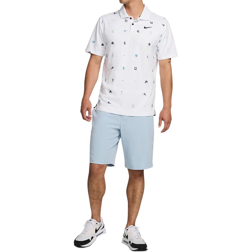 Nike All Over Logo Print Short Sleeve Polo Shirt Men tops White FQ0427-100