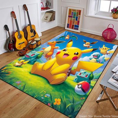 Cartoon Pokemon Anime 3D Carpet Rug for Home Living Room Bedroom Sofa Doormat Decor,Child Play Area Rug Non Slip Floor Mat Gifts