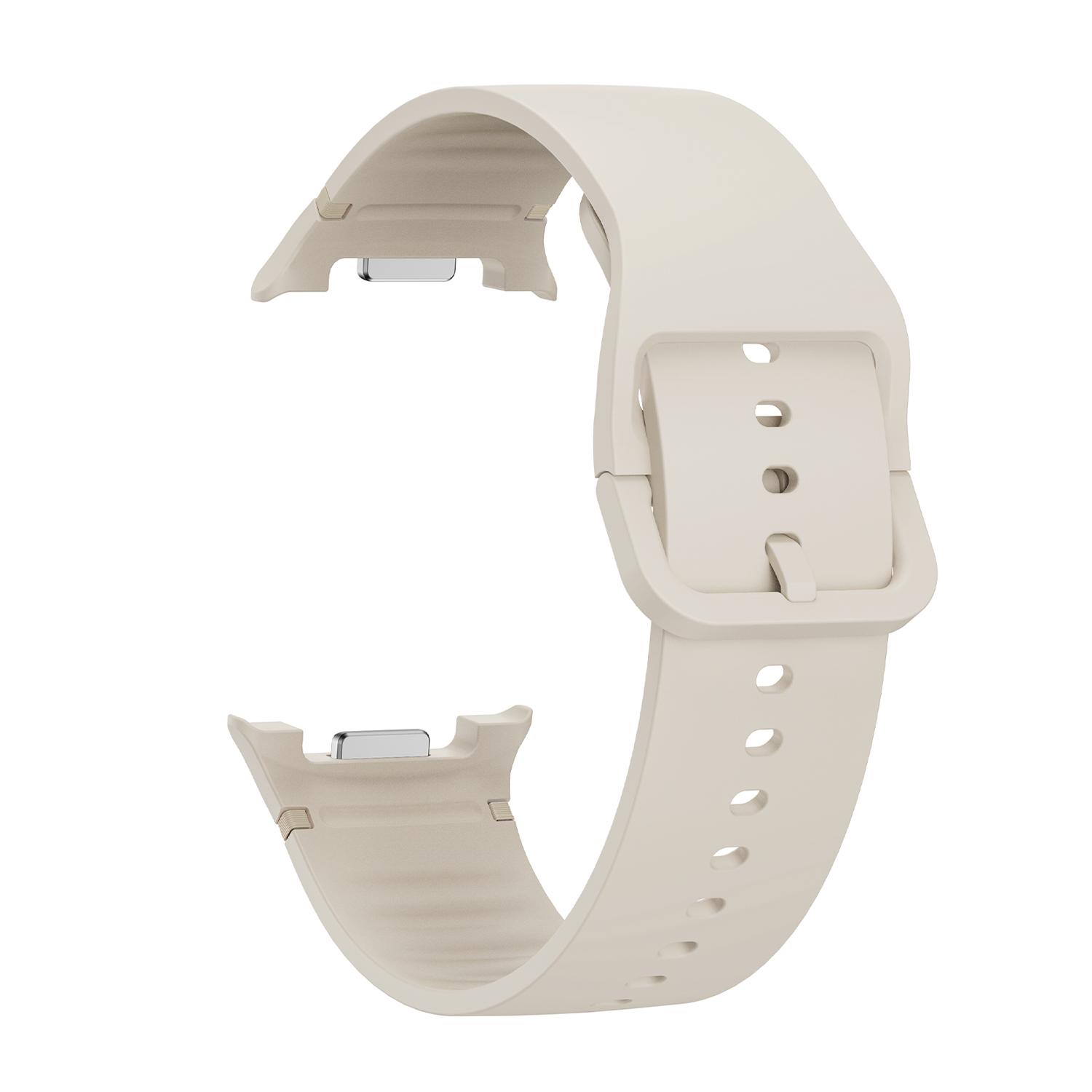 Oficjalny silikonowy pasek do Samsung Galaxy Watch 8 Ultra2 8 Classic 46MM Smartwatch Zamienny pasek do Galaxy Watch8 40/44mm 20mm&Galaxy watch 8 40mm beżowy