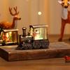 Festival Glowing Christmas Train Figurine Christmas Light Up Miniature Train Scene Ornament for Family Celebration