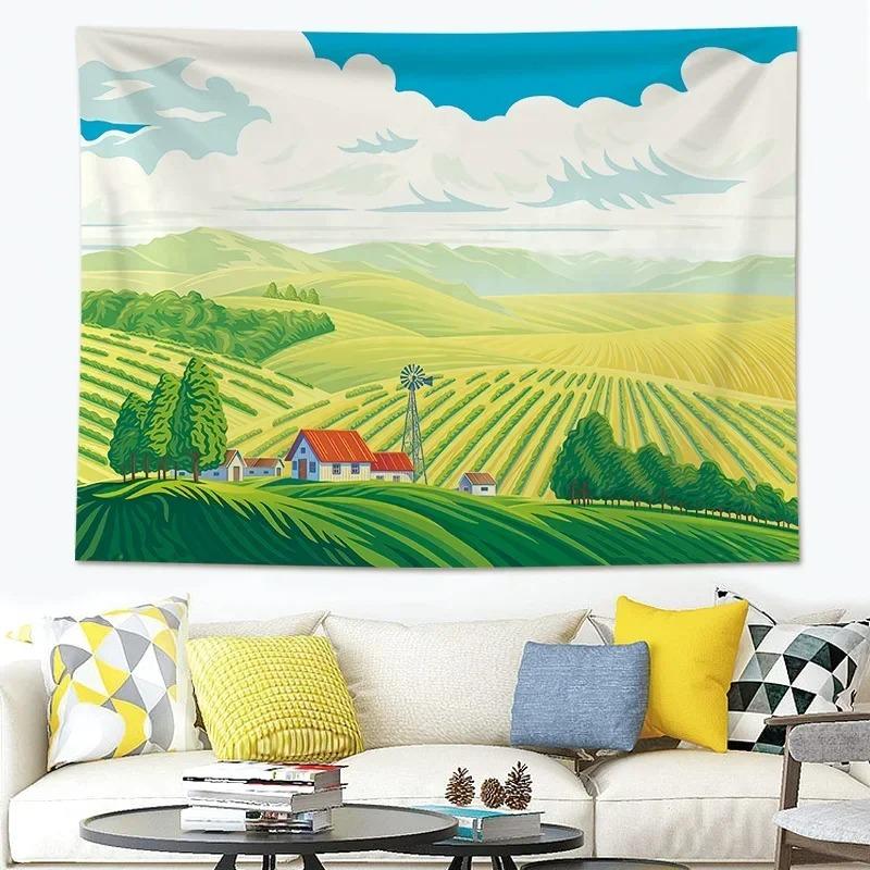 Rice Field Scenery Wall Decor Tapestry Home Living Room Tapestry