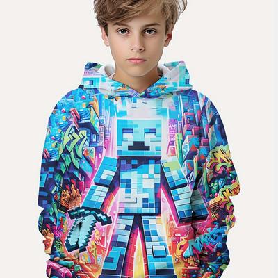 Blocuri de desene animate Imprimare 3D Băieți Hanorace casual cu mânecă lungă Hanorac pentru băieți Pentru primăvară Toamnă Hanorac pentru băieți Topuri în aer liber