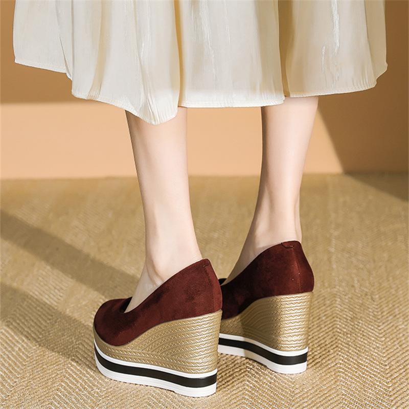 Fashion Women's Shoes 2025 Spring New Casual Shoe Designer Wedge Shoes for Women Luxury Party High Heels Single Shoes Slip-On Loafers