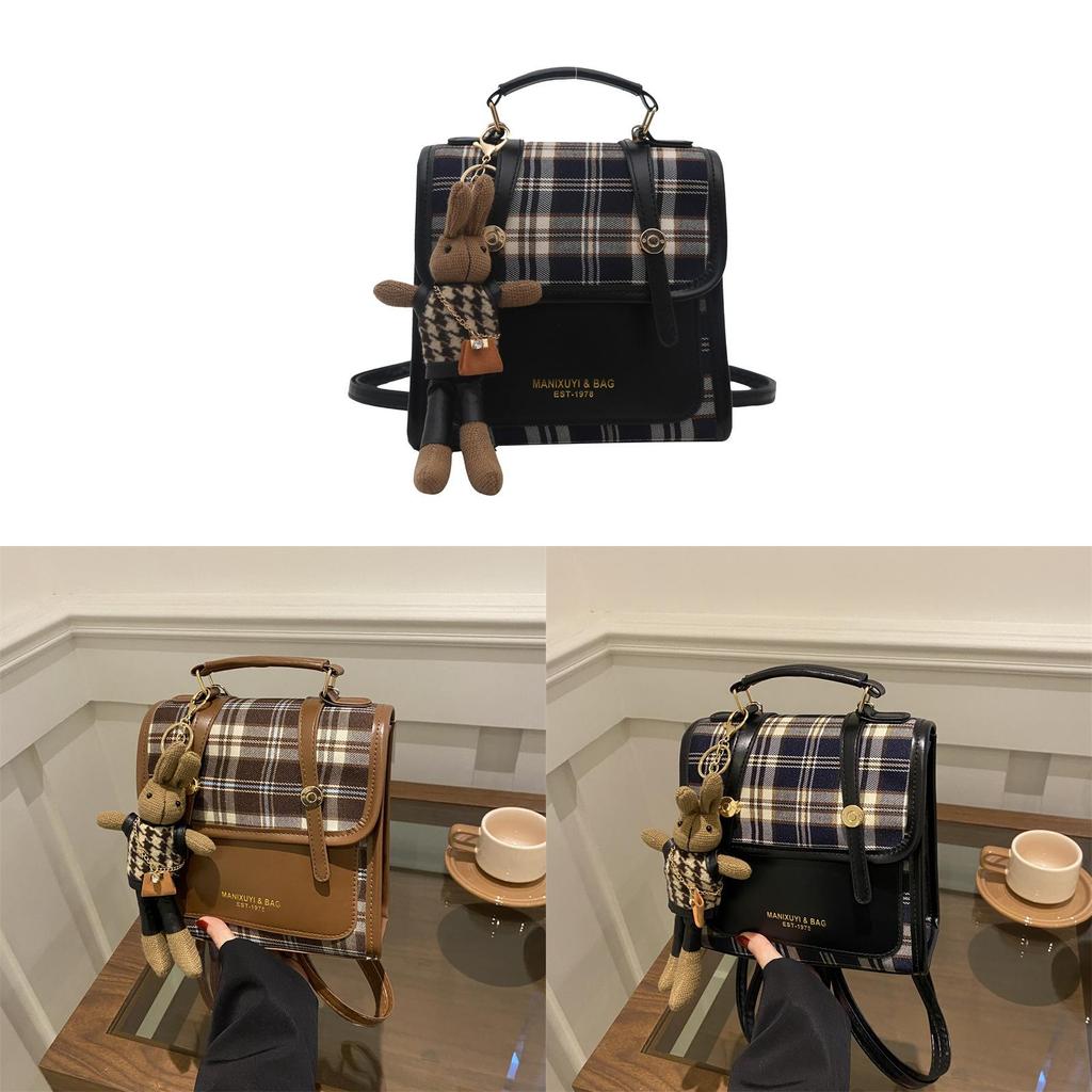 Zaino Studente Colorblock Retrò in Pelle Sintetica Resistente per Uso Quotidiano