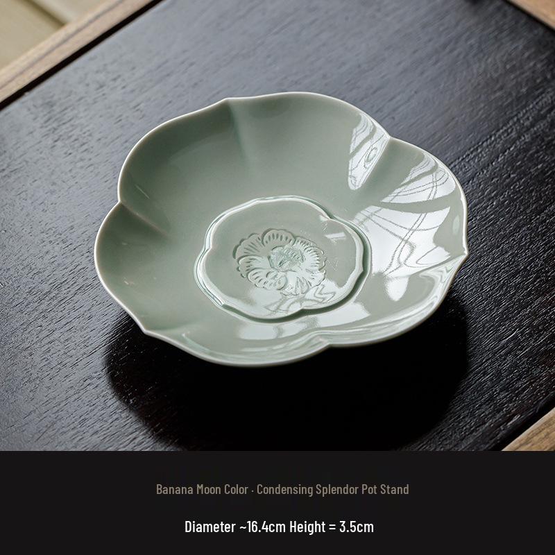 

Banana Moon Ceramic Tea Coaster & Snack Plate Set - Gaiwan Pot Mat & Tea Ceremony Accessories Banana Moon Color - Tea Pot Support