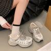 Popular thick-soled heightened mesh dad shoes for women 2025 spring new color matching lace-up versatile sports and leisure shoes tide