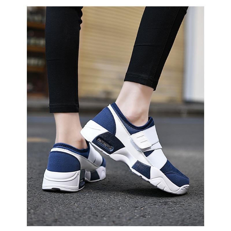Women's Slip-on Athletic Sneakers Hook-and-loop Strap Shoes with Air Cushion Sole for Casual Wear