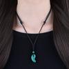 Malachite Amulet Healing Good Luck Charm Magatama Necklace Adjustable Length Men Women [Koai]