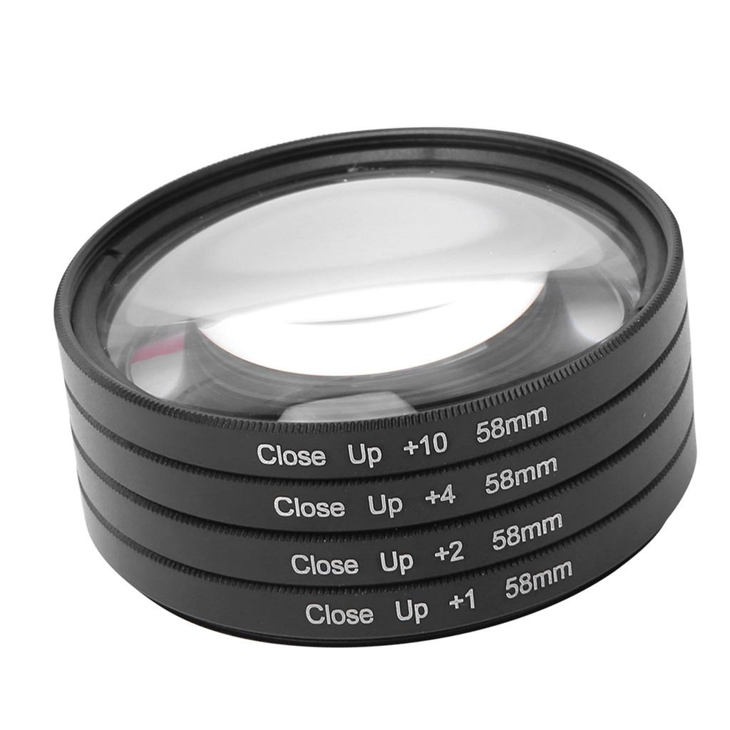 Optical Glass Macro Close Up +1 +2 +4 +10 Lens Filter Kit 58mm for Canon Nikon Sony Cameras
