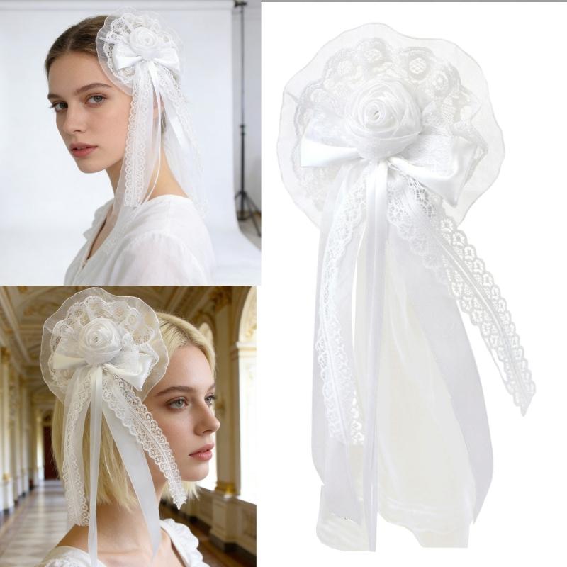Elegant Anime Hair Accessory Rose And Lace Headpiece Halloween Cosplay Costume Hair Clip For Gothic Outfits