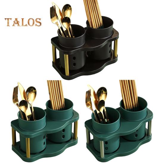 Ätpinnehållare med dräneringshål 2 galler Stor kaliber Ordnat kök Ätpinnefodral Hylla Matsalsredskap