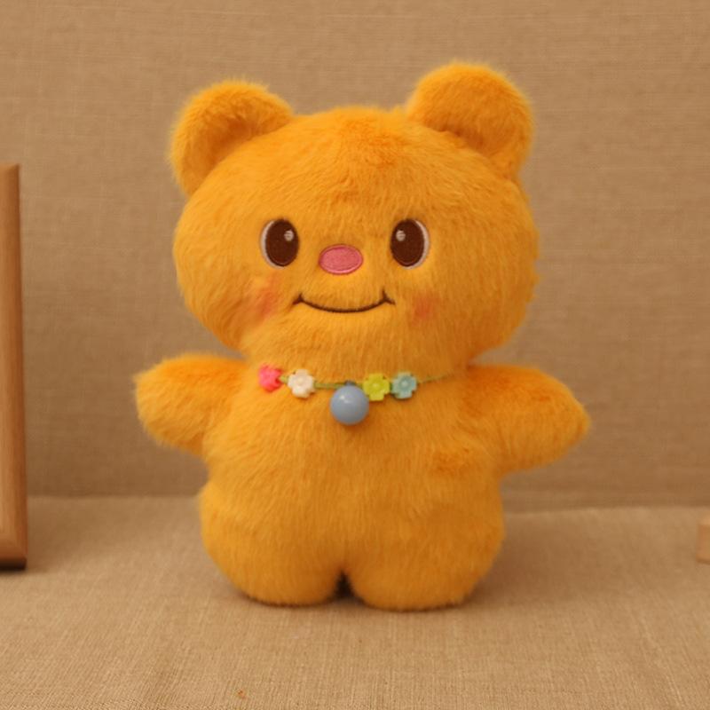 New cream necklace bear, cute birthday gift for girls and children, plush doll doll bear