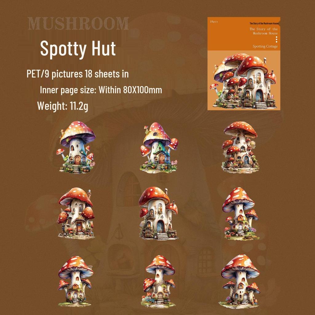 Dark Shadow Phantom Forest Theme Sticker Pack: Mushroom House Story Series - 18 Sheets of Scenery Stickers