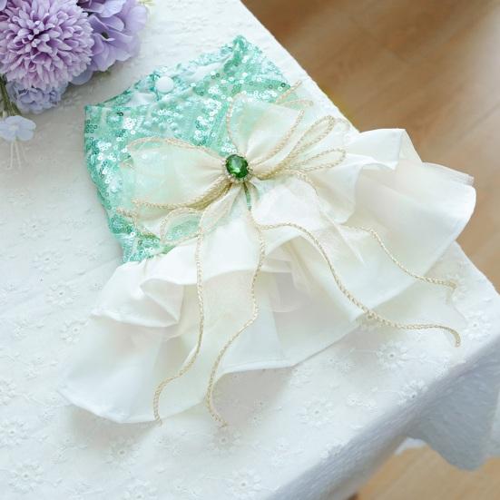 

Платье принцессы для собак Yousheng, Очаровательный щенок, блестящий кружевной торт, юбка-пачка, нарядная одежда для маленьких собак для вечеринок, свадеб XS зелёный