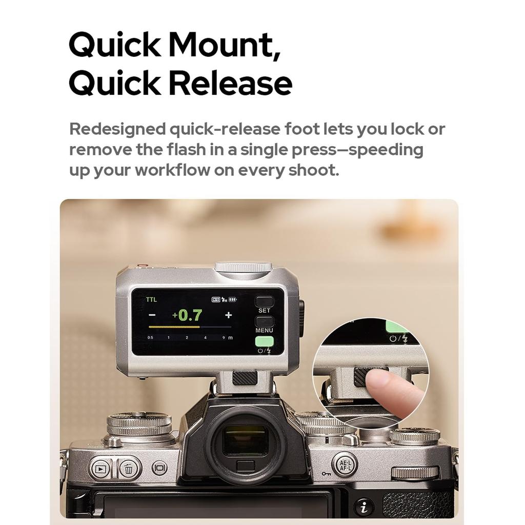 Godox iT30Pro N Mini TTL HSS with Lithium Battery for Nikon Cameras Ultra-Lightweight Flash, 2.4GHz Wireless, 1/8000s, Built-in Diffuser, Touchscreen,